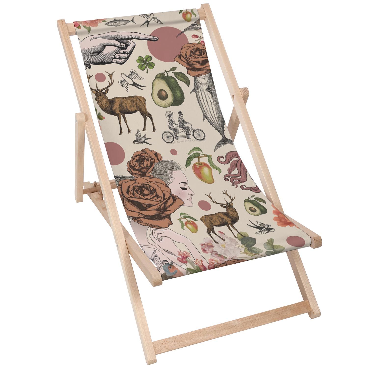 Leżak drewniany Vintage Collage