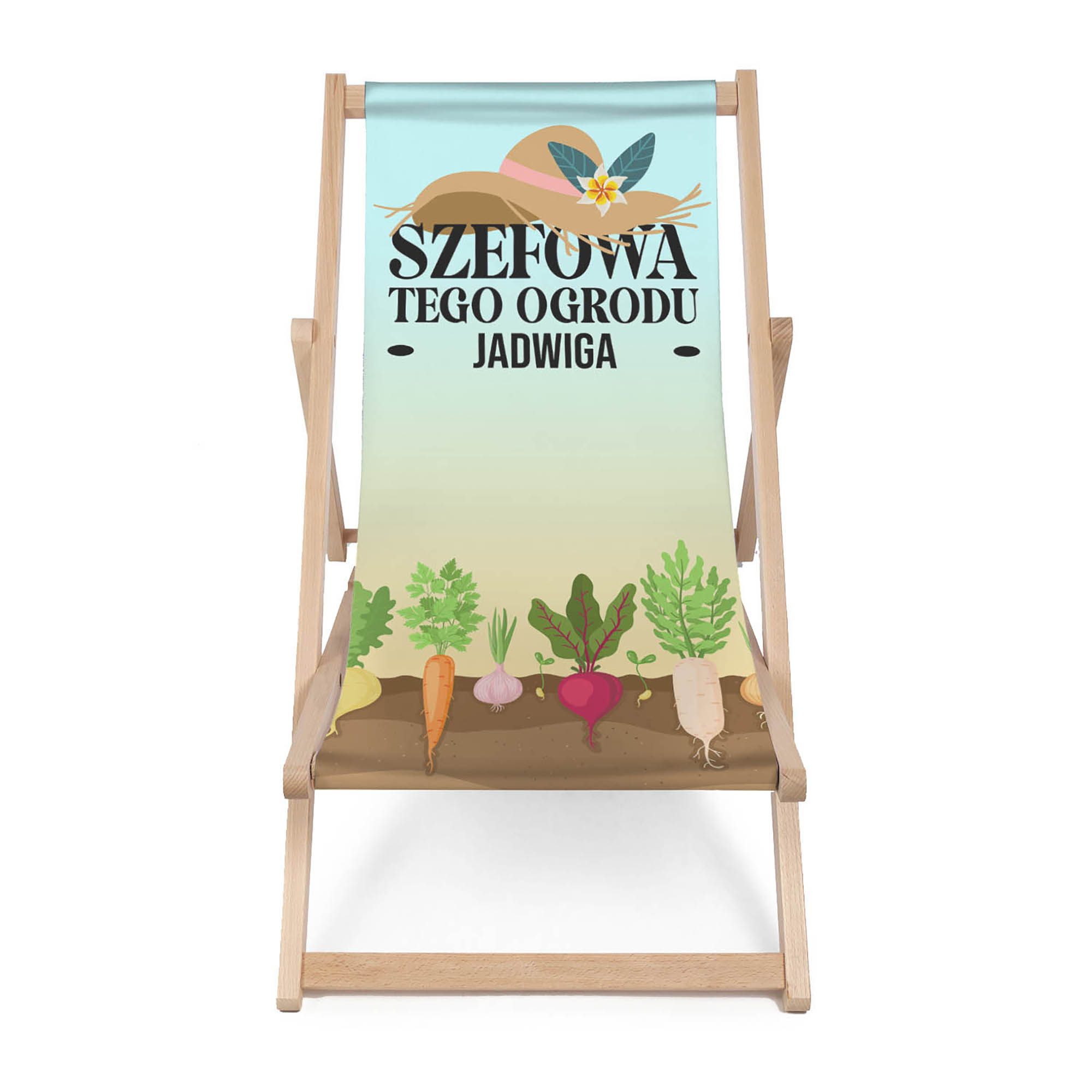 Leżak drewniany Personalizacja Szefowa Ogrodu