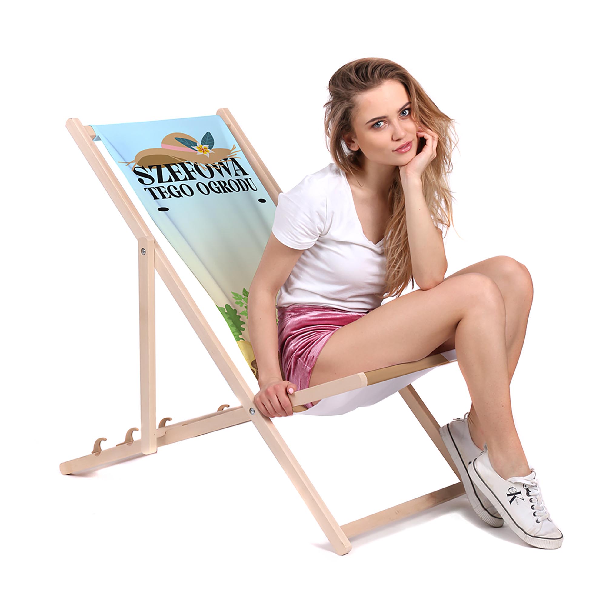 Leżak drewniany Personalizacja Szefowa Ogrodu