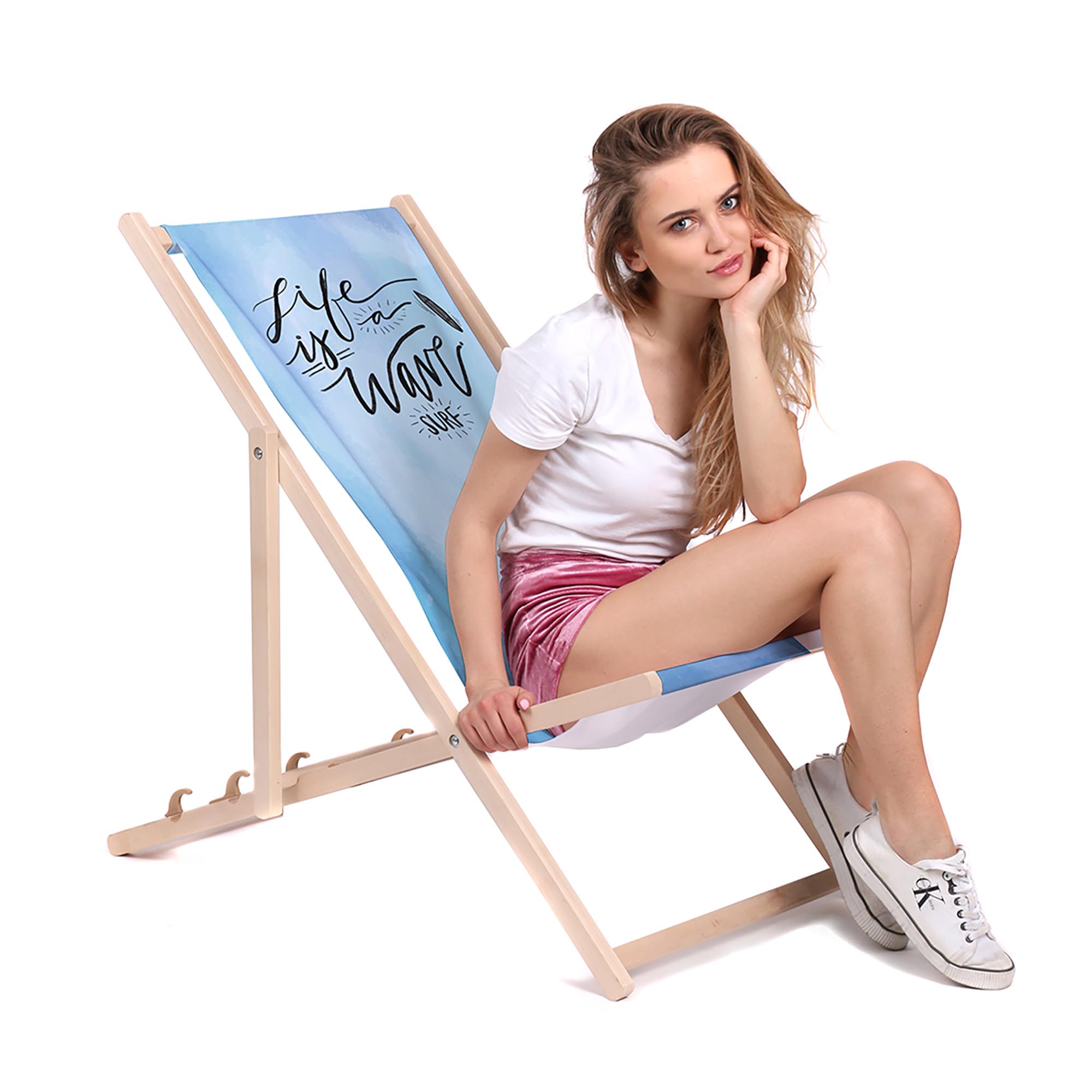 Leżak drewniany Life Is A Wave
