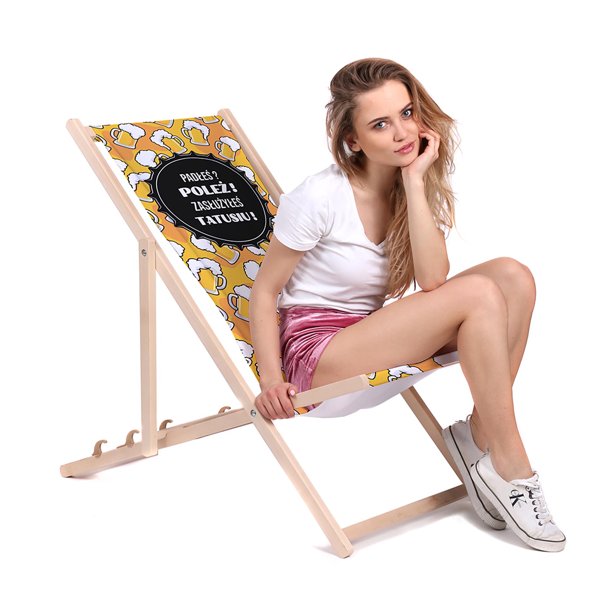 Leżak drewniany Padłeś, Poleż Tatusiu 