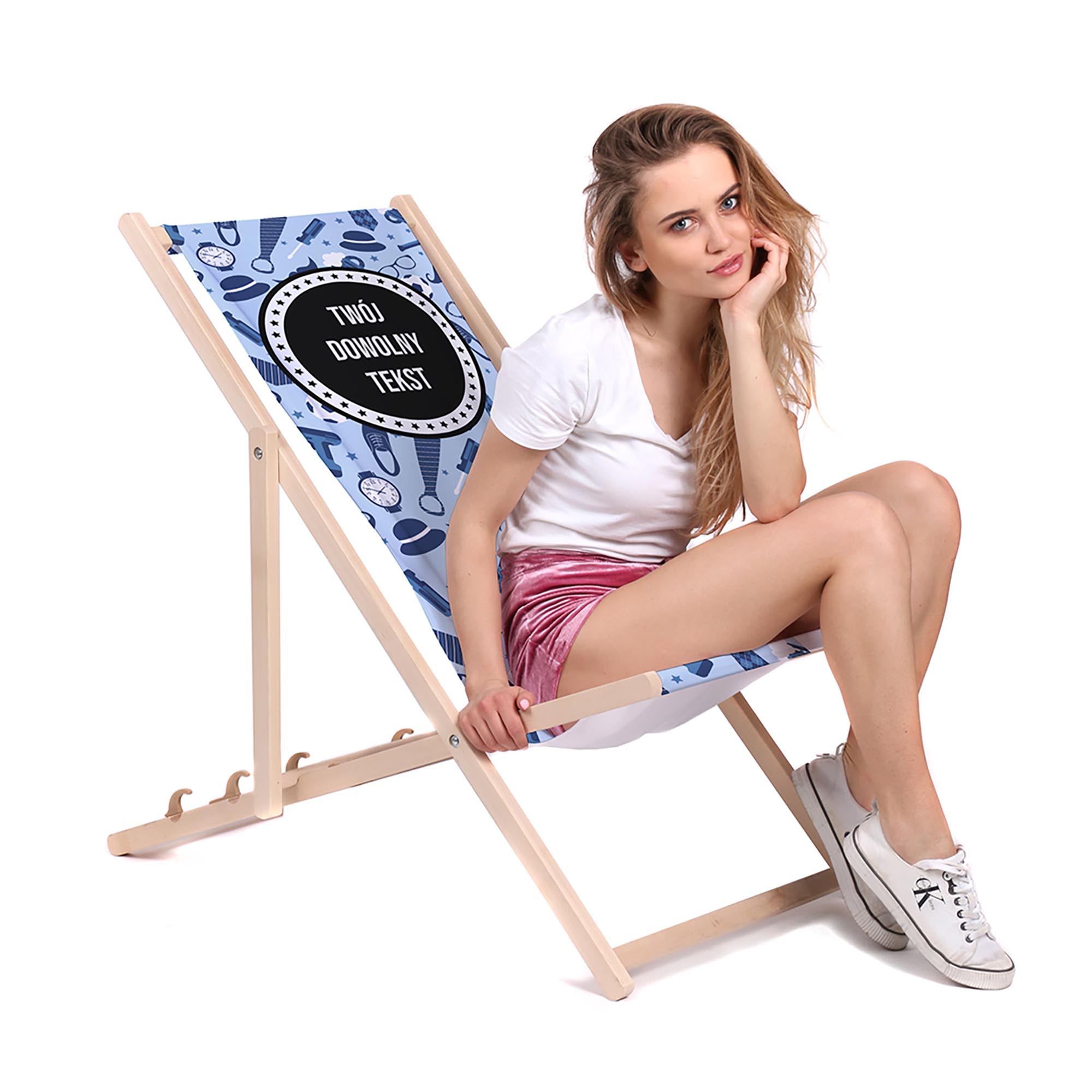 Leżak drewniany Personalizacja Doodle