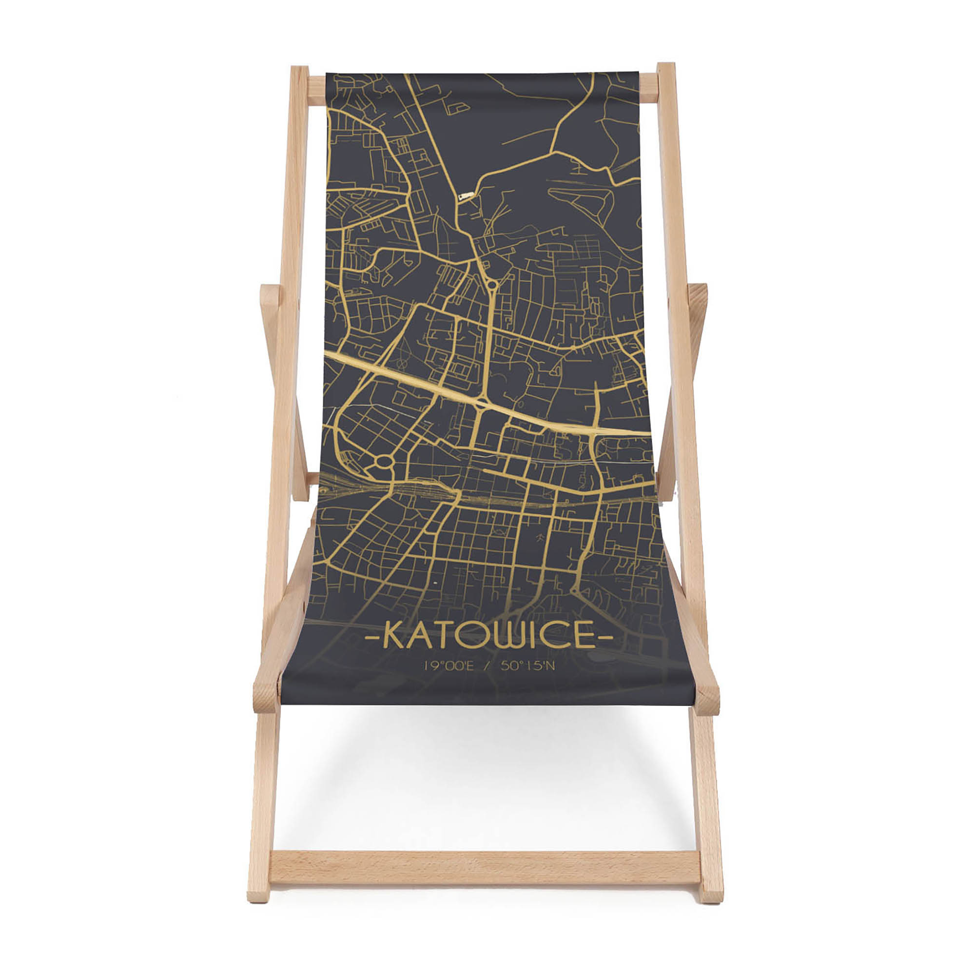 Leżak drewniany Mapa Katowice Y&B 