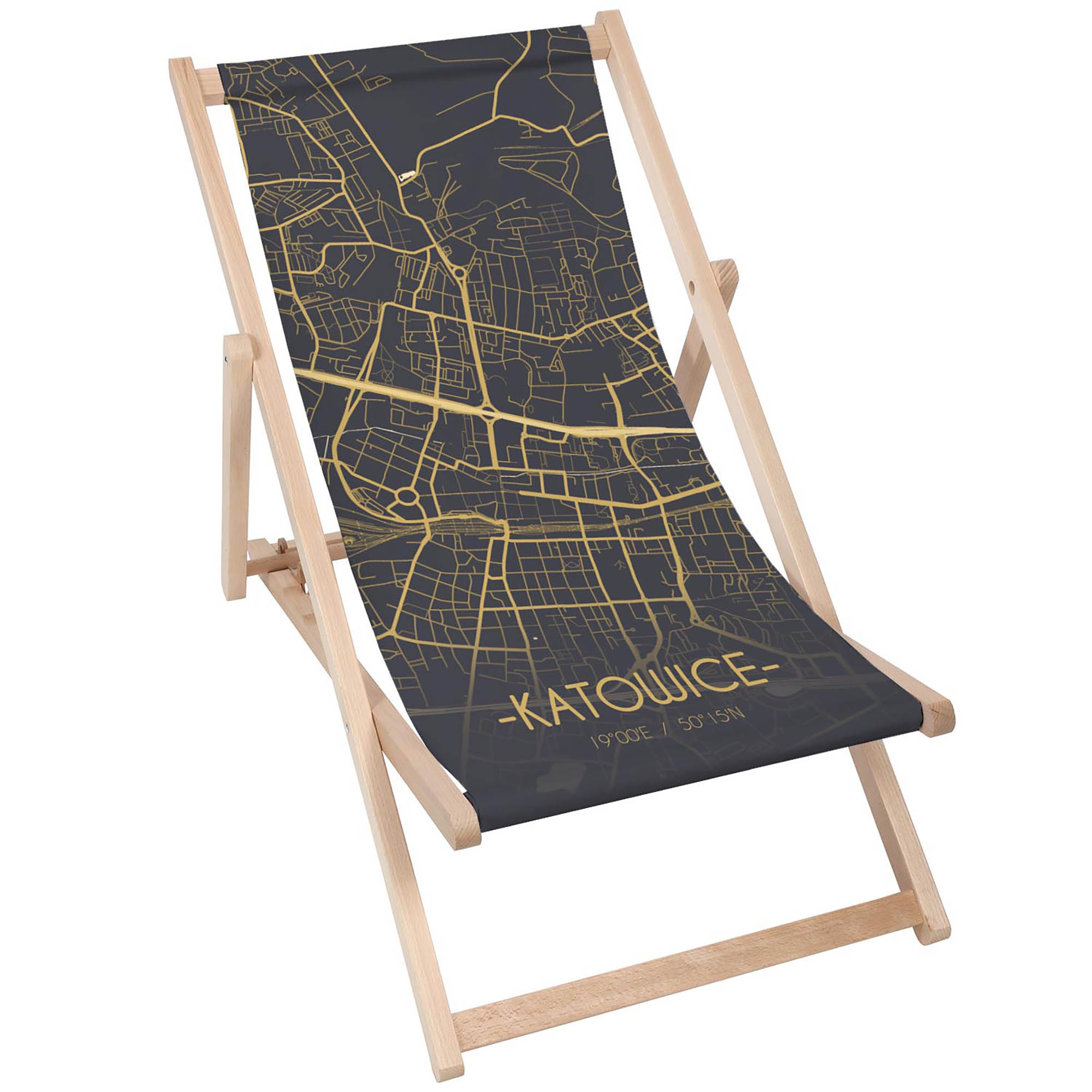 Leżak drewniany Mapa Katowice Y&B 