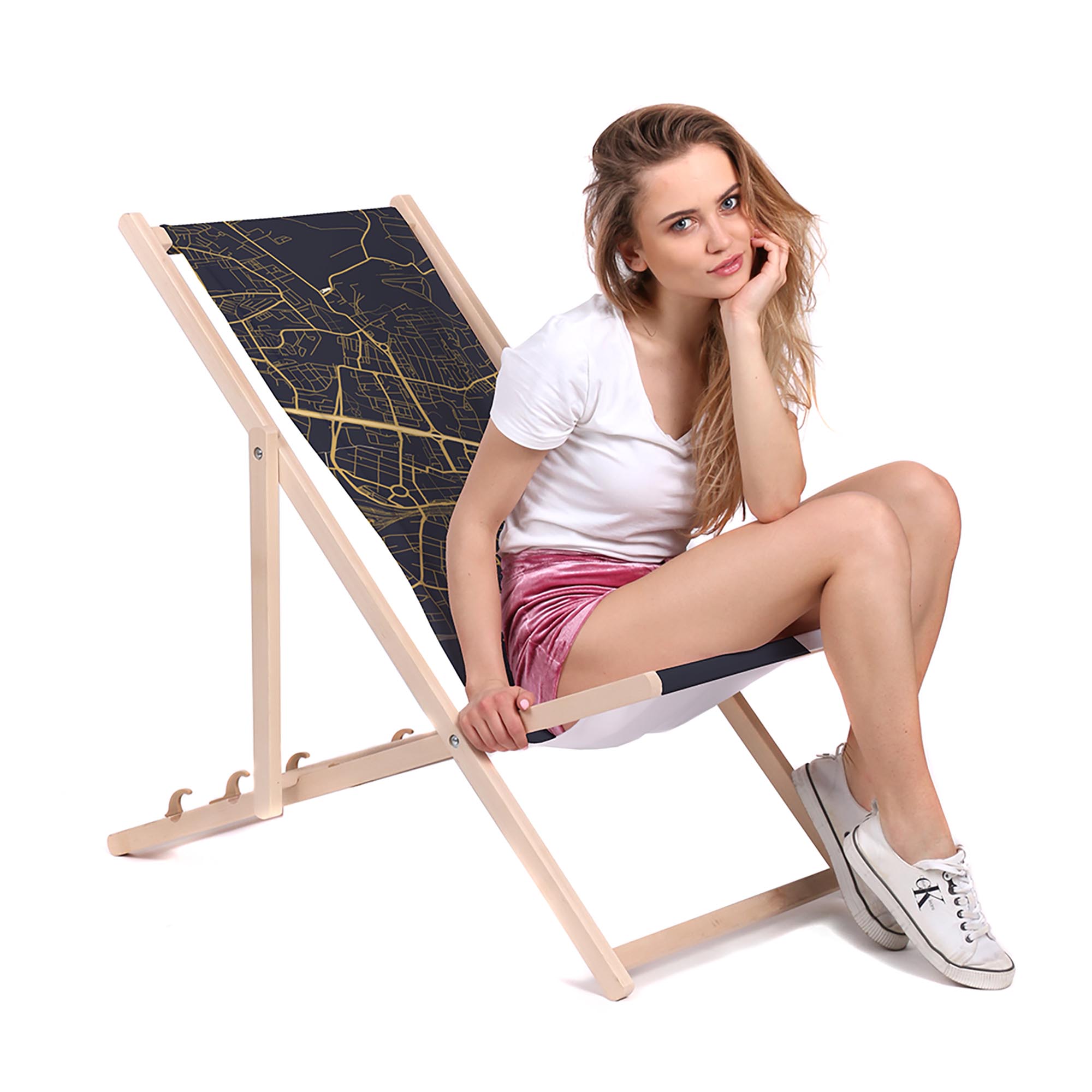 Leżak drewniany Mapa Katowice Y&B 