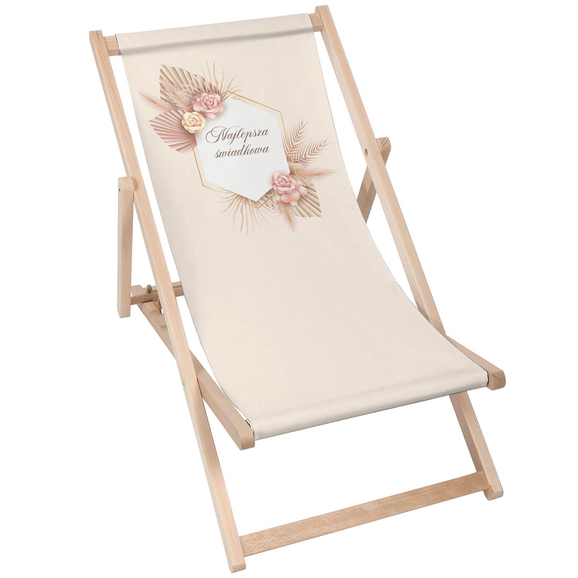 Leżak drewniany Personalizacja Najlepsza Świadkowa Pink