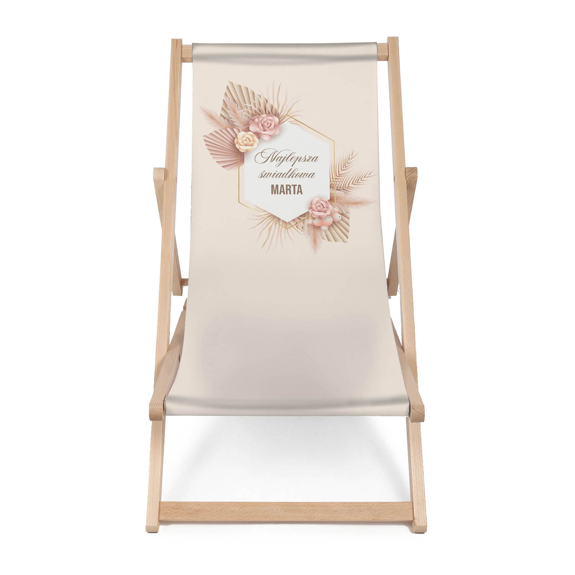 Leżak drewniany Personalizacja Najlepsza Świadkowa Pink