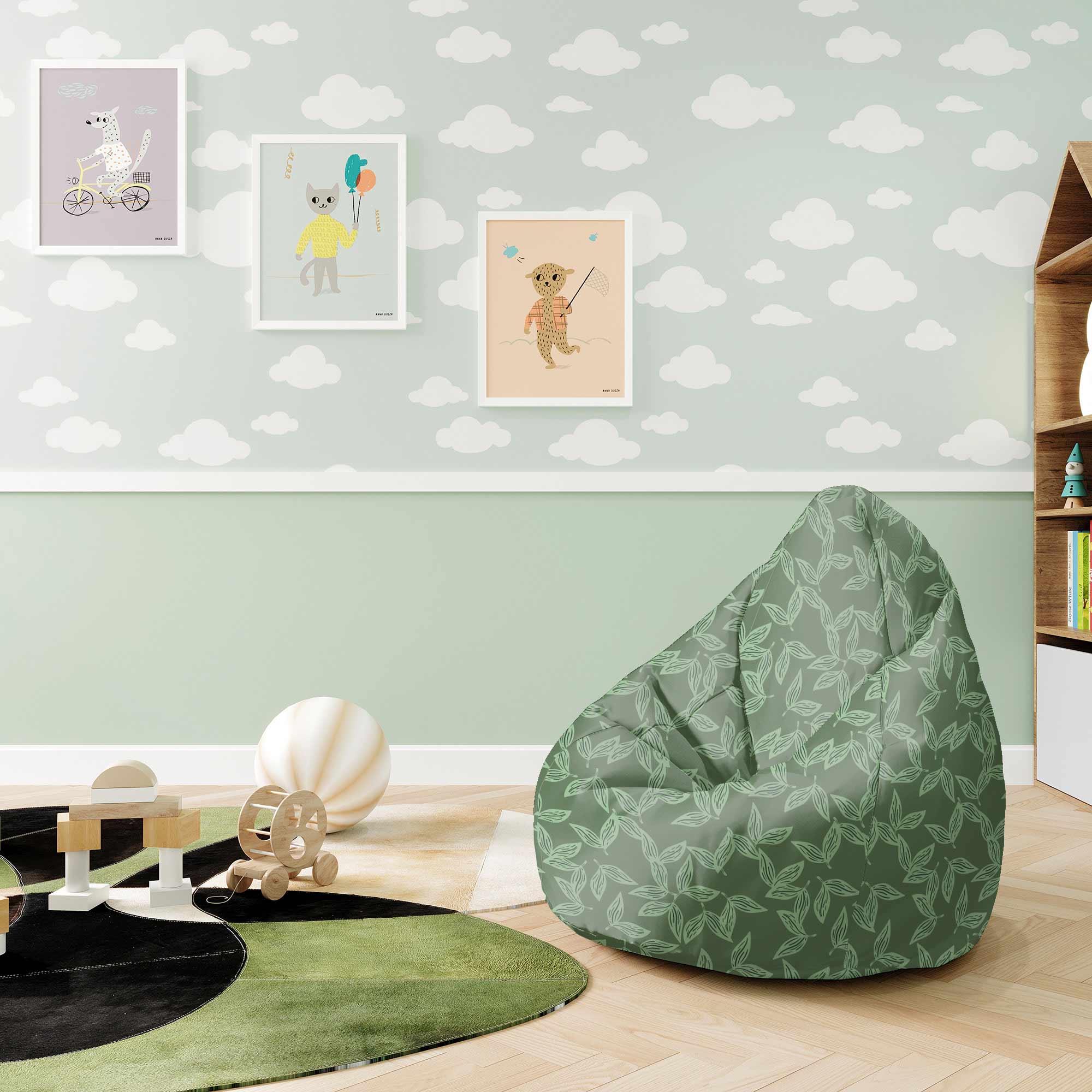 Puf Chicago Worek Sako Herbal Leaves Pattern