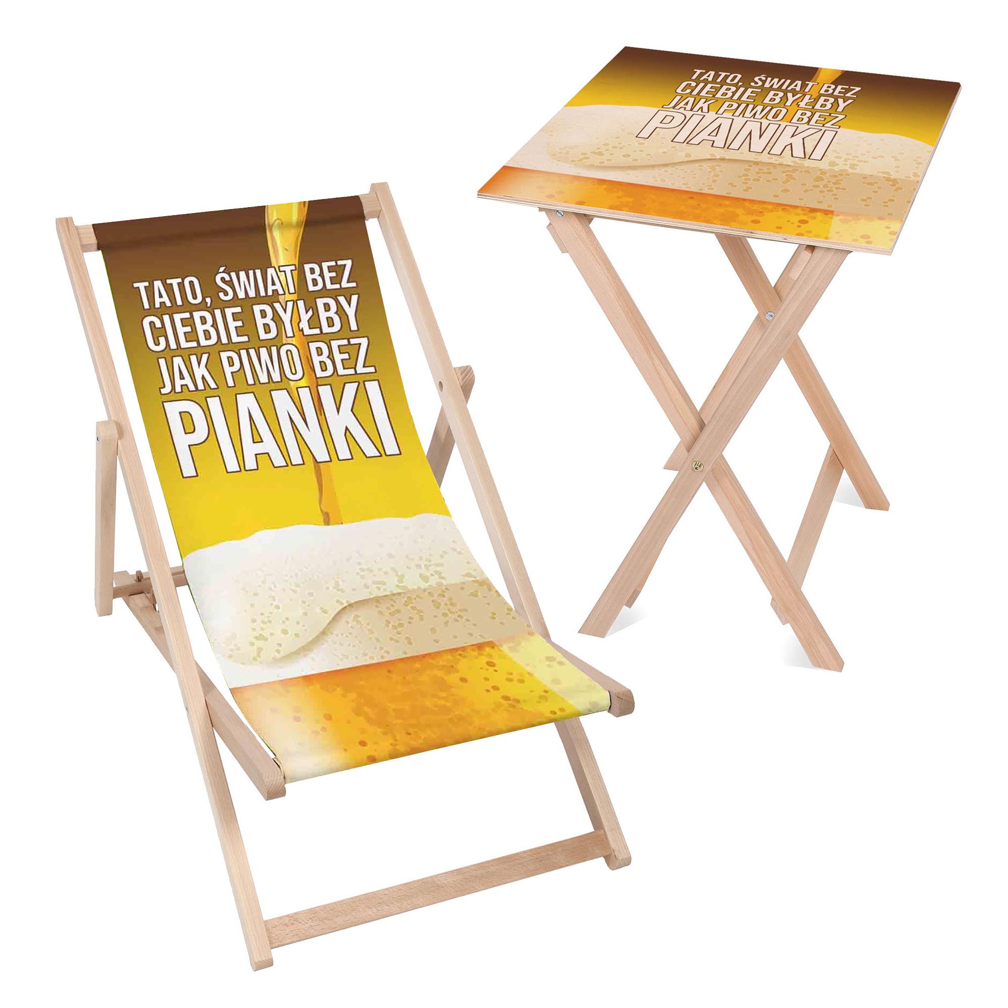 Zestaw Leżak i stolik dla Taty Piwo bez Pianki 