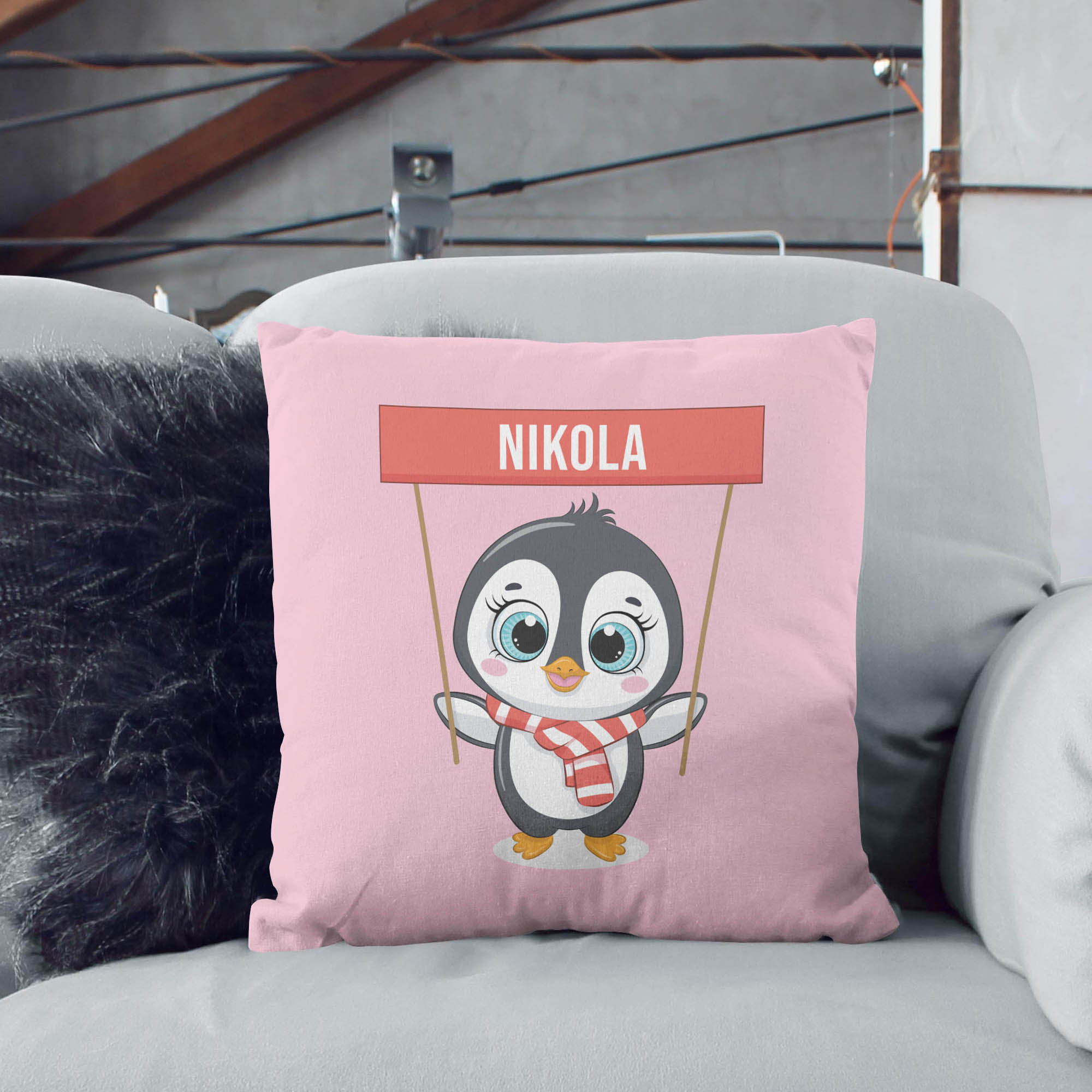 Poduszka Pingwin Świąteczny PERSONALIZACJA