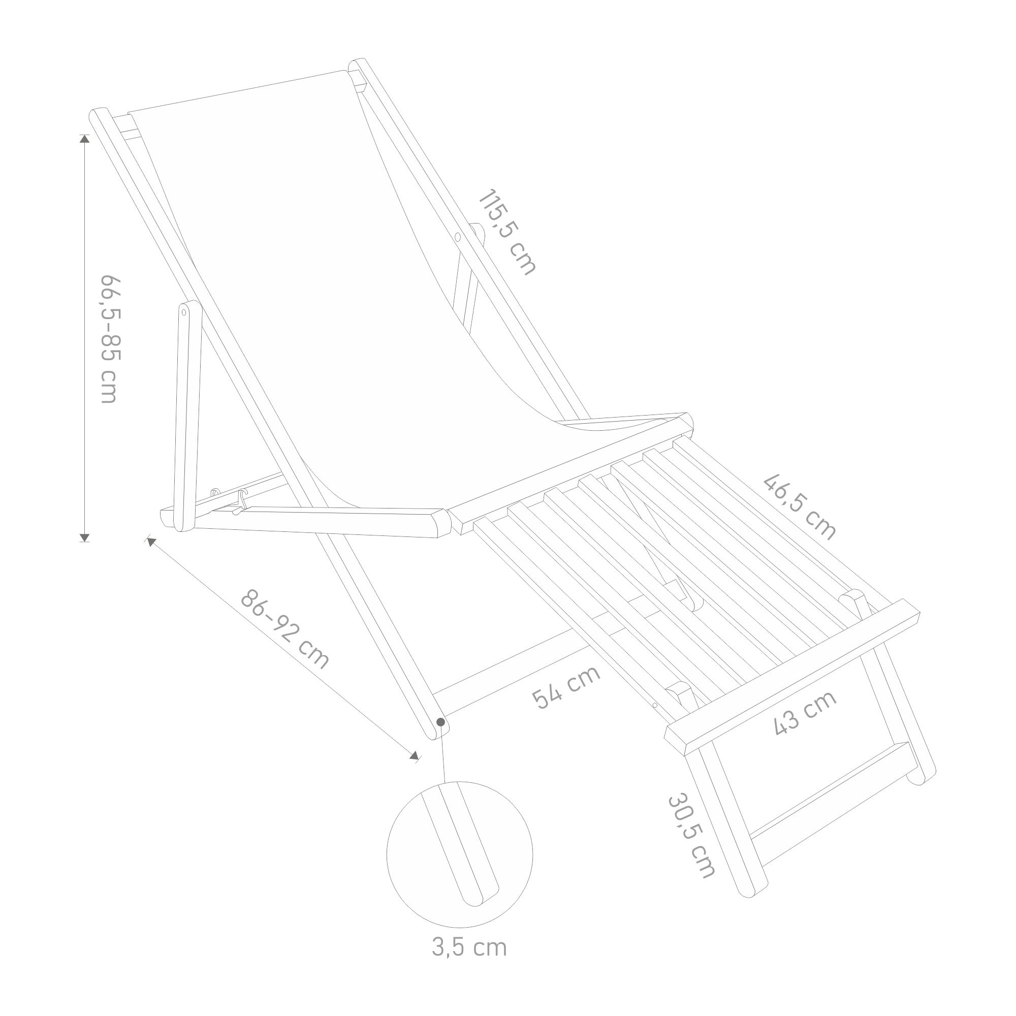 Leżak drewniany z podnóżkiem drewnianym Sky