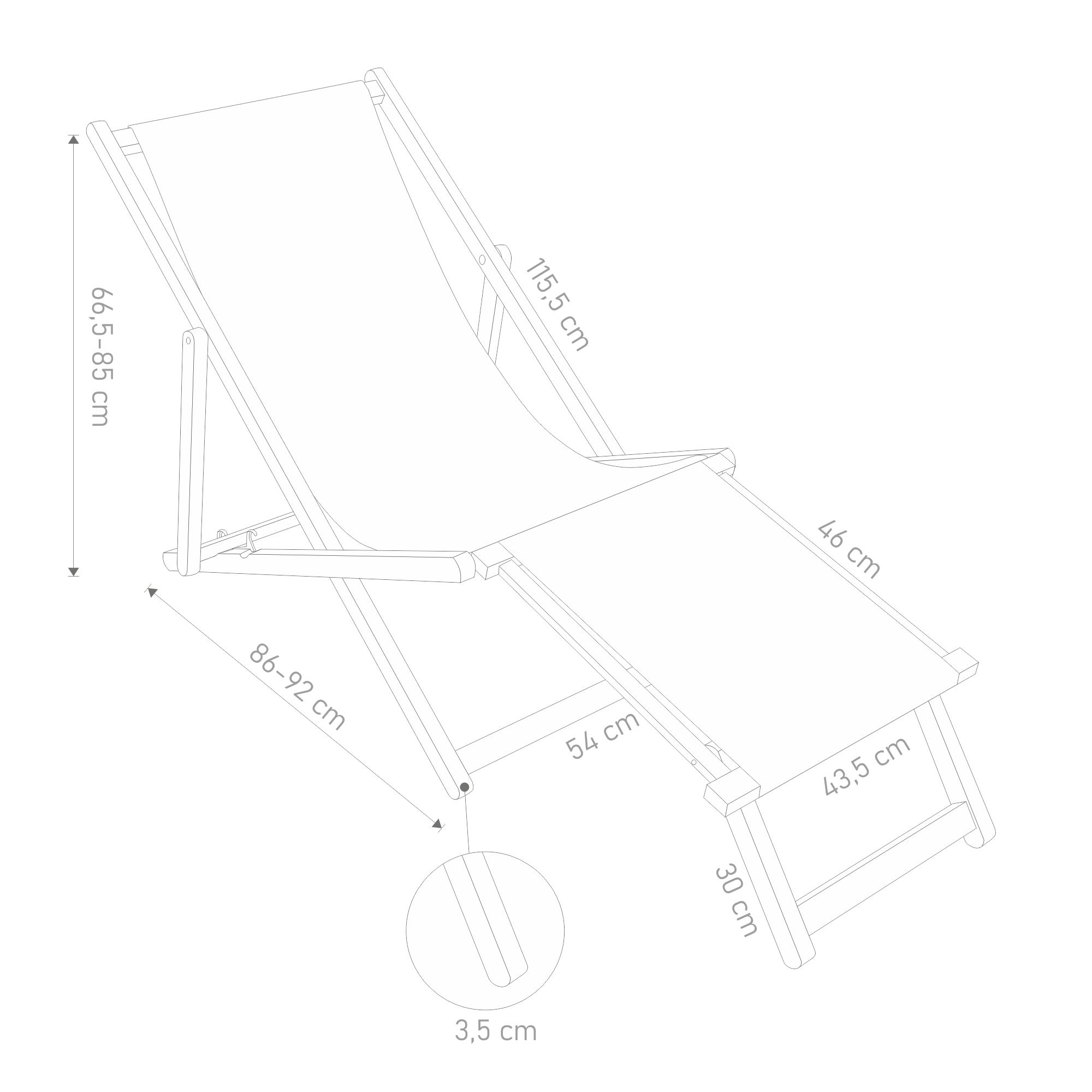 Leżak drewniany z podnóżkiem Sky