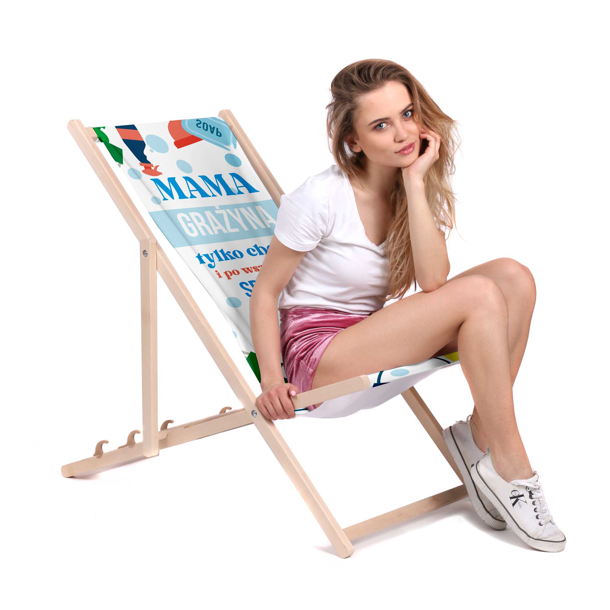 Leżak drewniany Mama Chodzi i sprząta PERSONALIZACJA