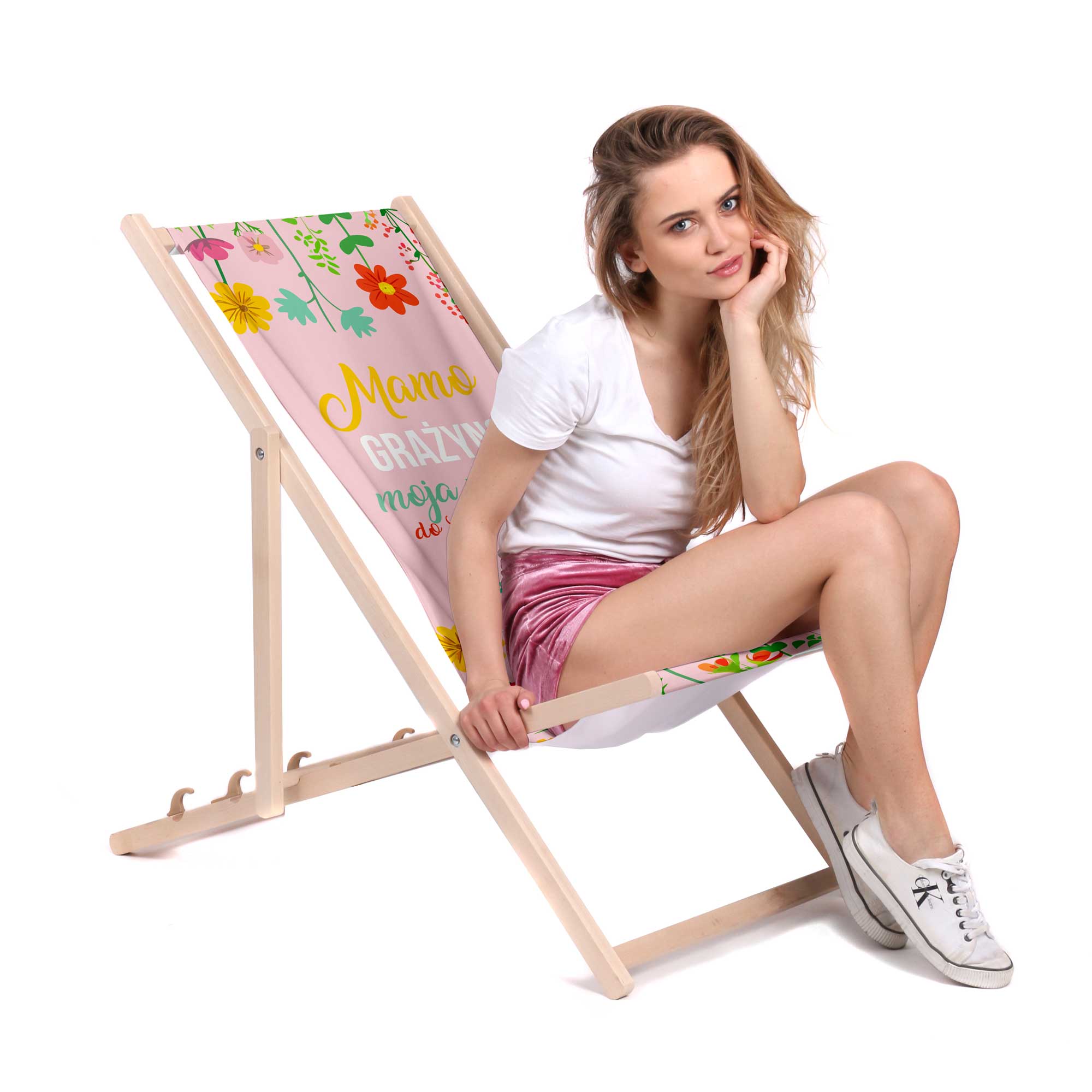 Leżak drewniany Mamo moja miłość do Ciebie kwitnie PERSONALIZACJA