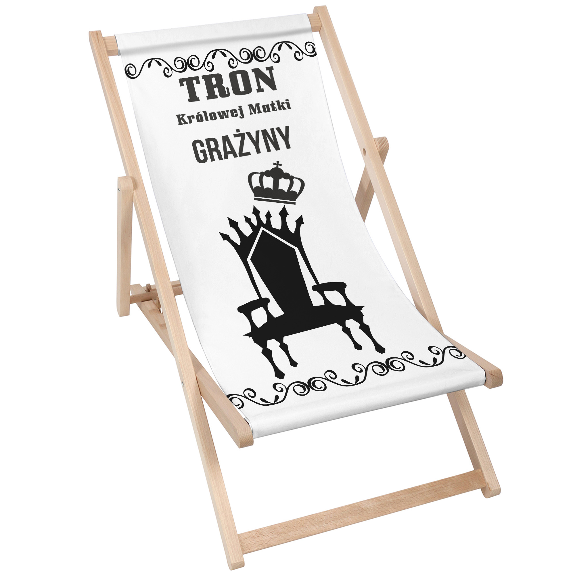 Leżak drewniany Tron Królowej PERSONALIZACJA