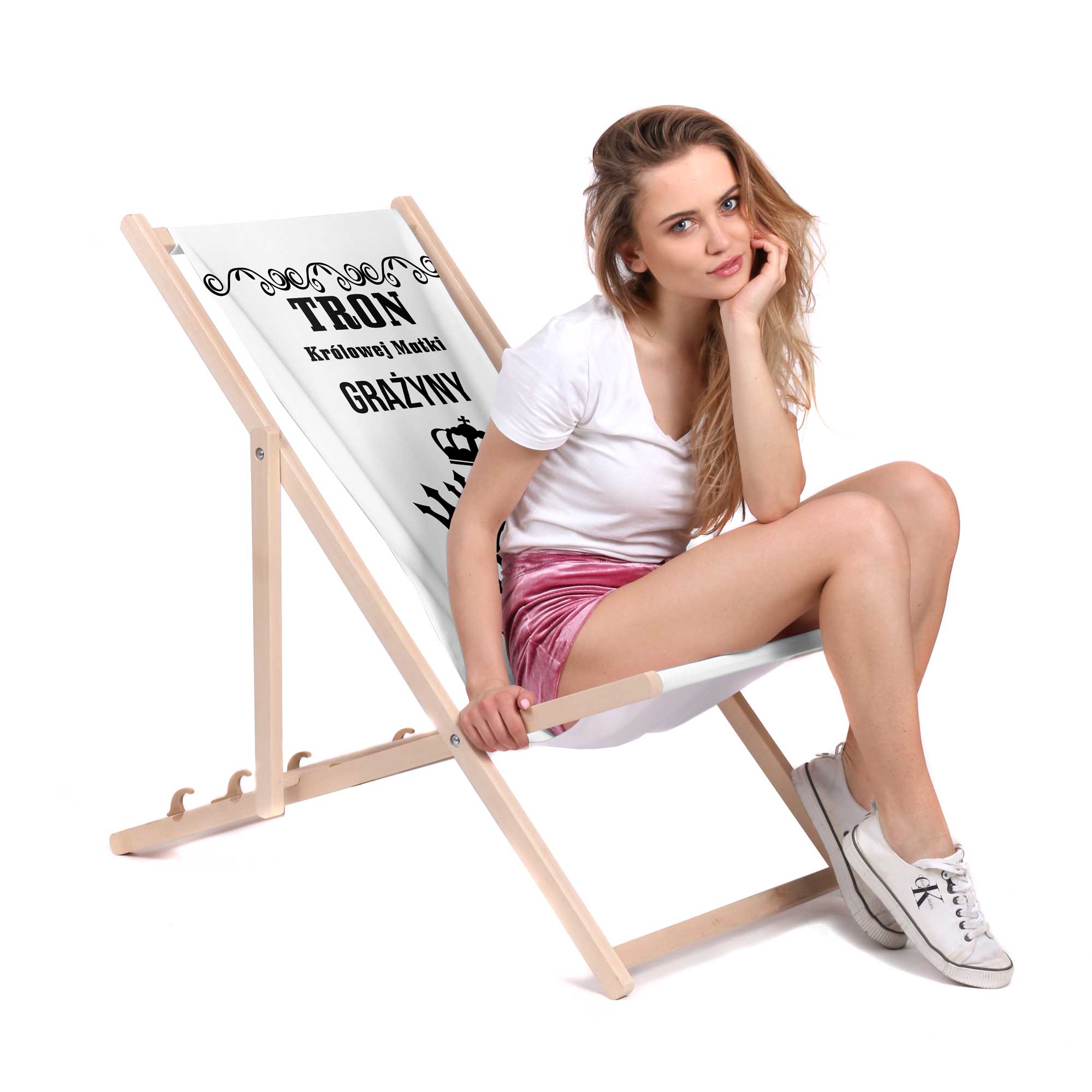 Leżak drewniany Tron Królowej PERSONALIZACJA