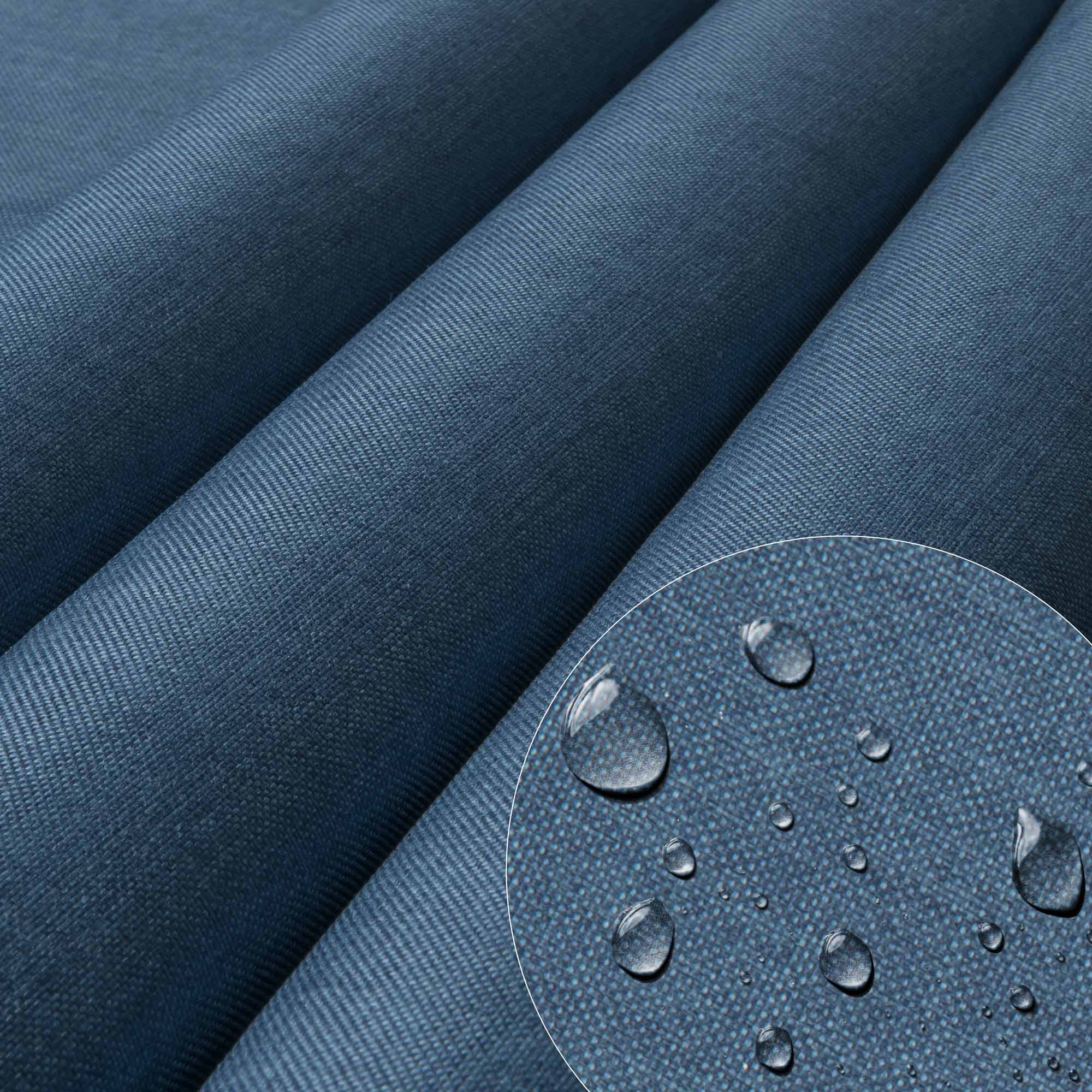 Leżak drewniany z podnóżkiem drewnianym Imitacja Lnu Denim Dream