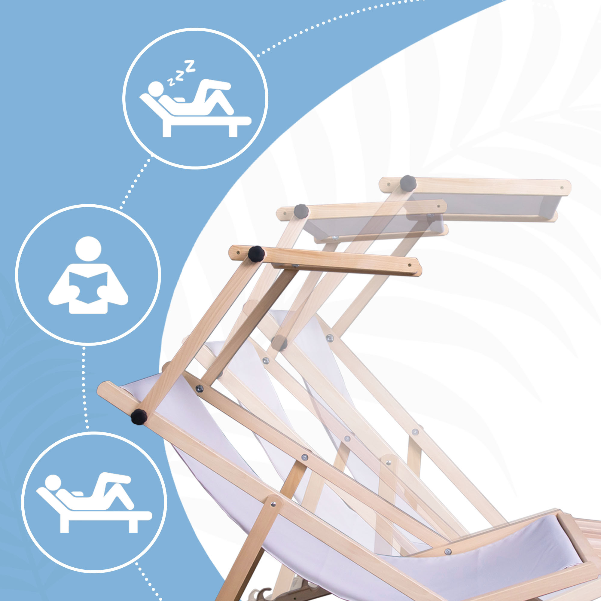 Leżak drewniany z daszkiem i podnóżkiem Red