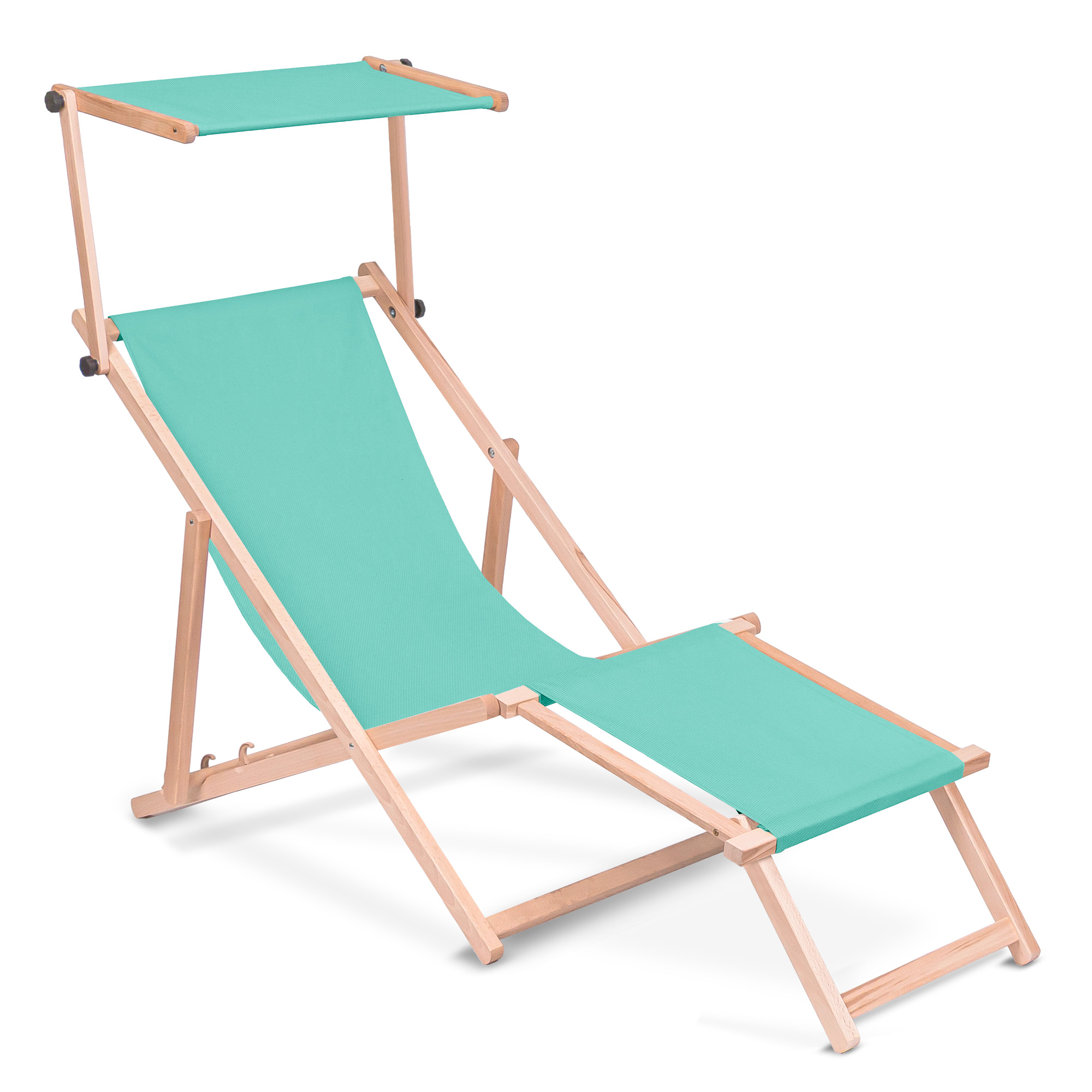 Leżak drewniany z daszkiem i podnóżkiem Lazur