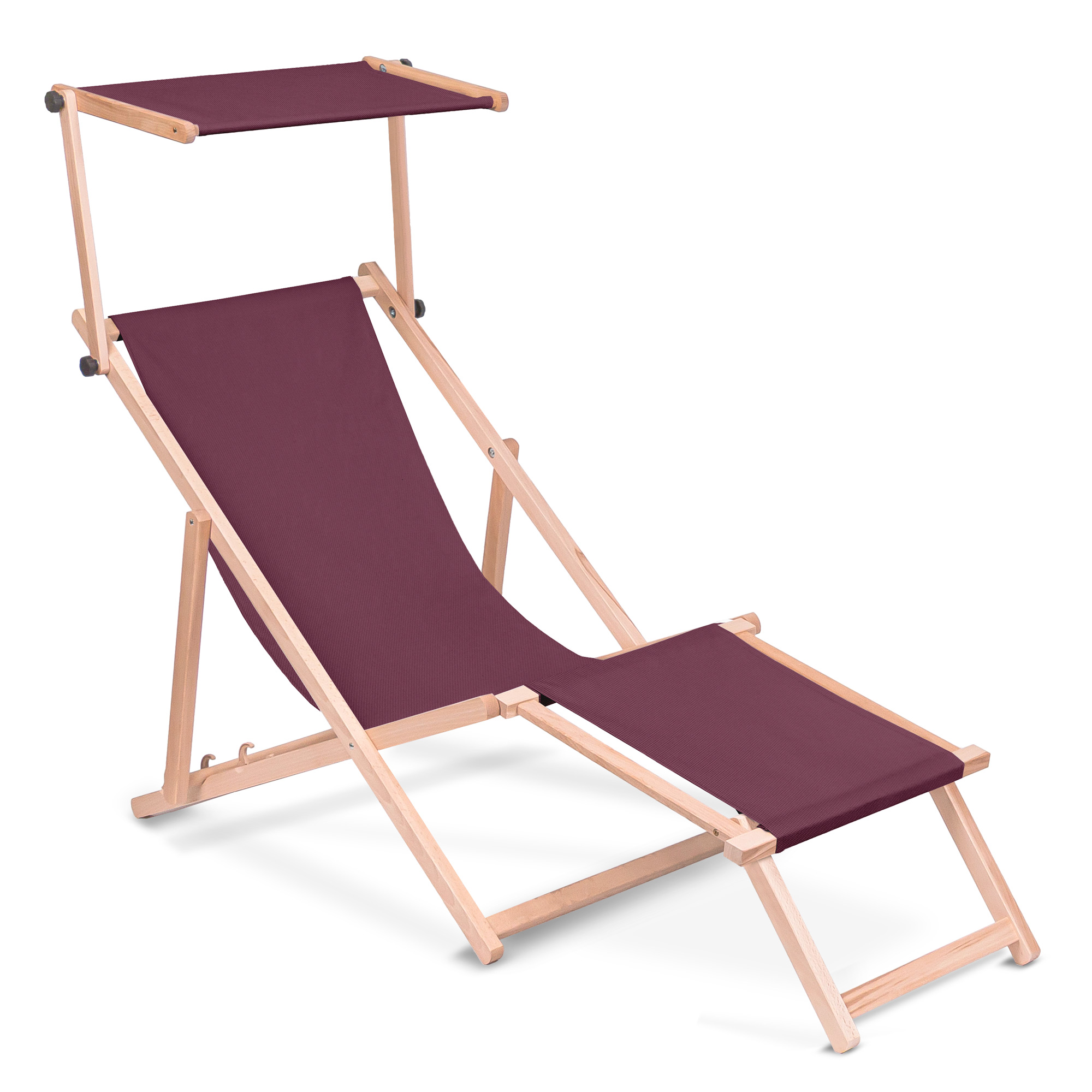 Leżak drewniany z daszkiem i podnóżkiem Plum