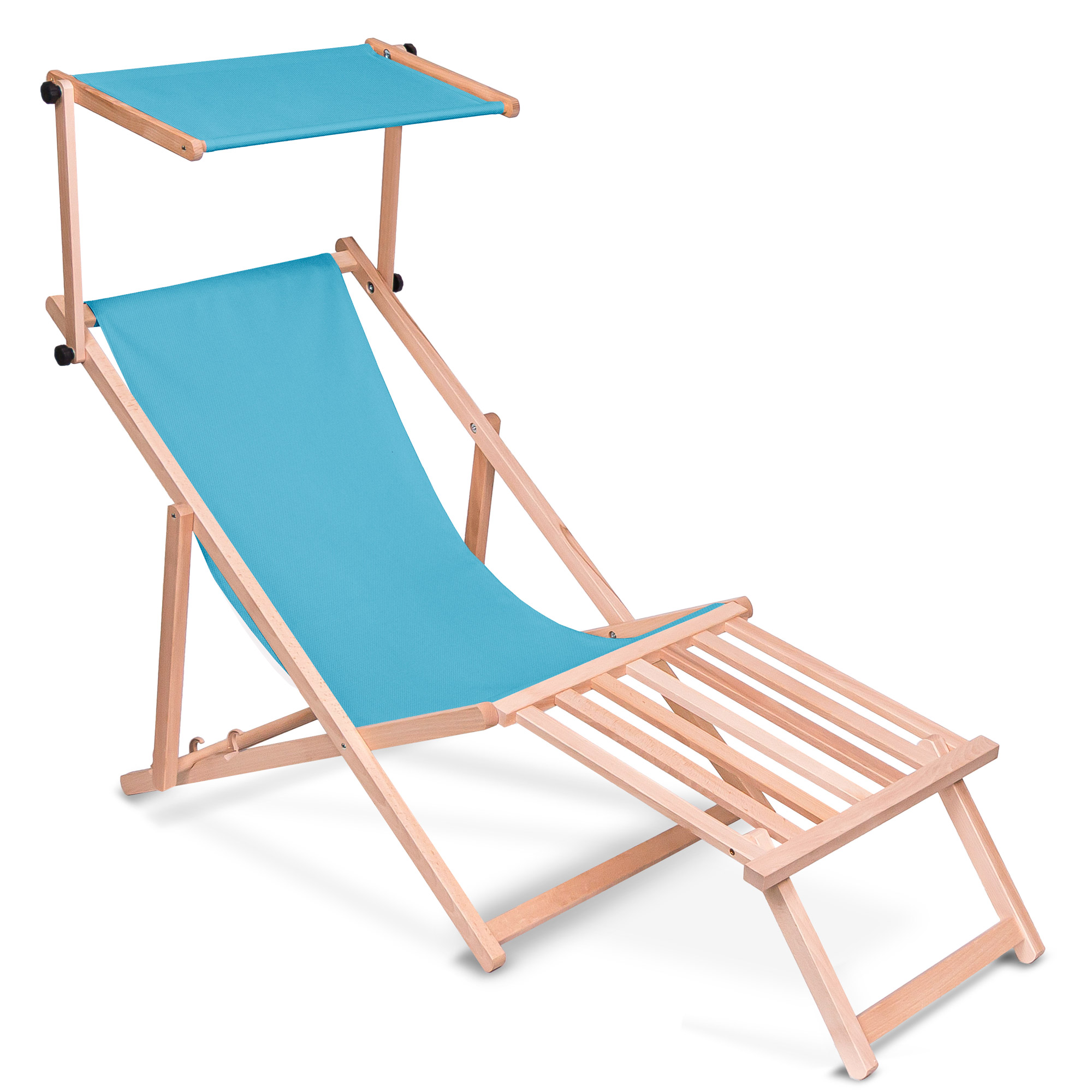 Leżak drewniany z daszkiem i podnóżkiem drewnianym Sky