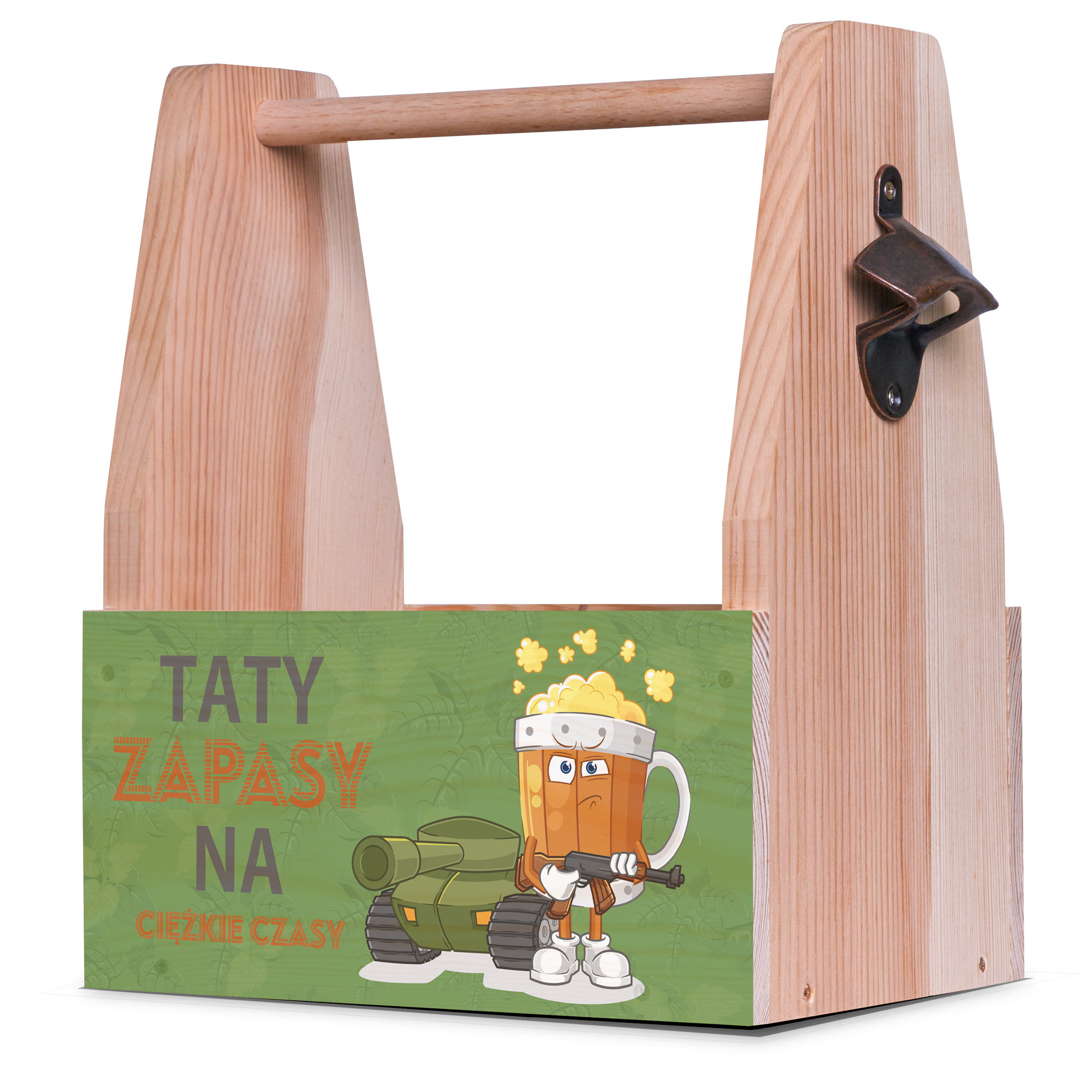 Drewniane Nosidło na Piwo Taty Zapasy na Ciężkie Czasy